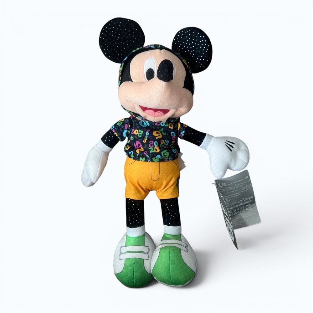 Disney Parks Mickey Mouse 2025 Plush 13" Fireworks Hoodie NWT